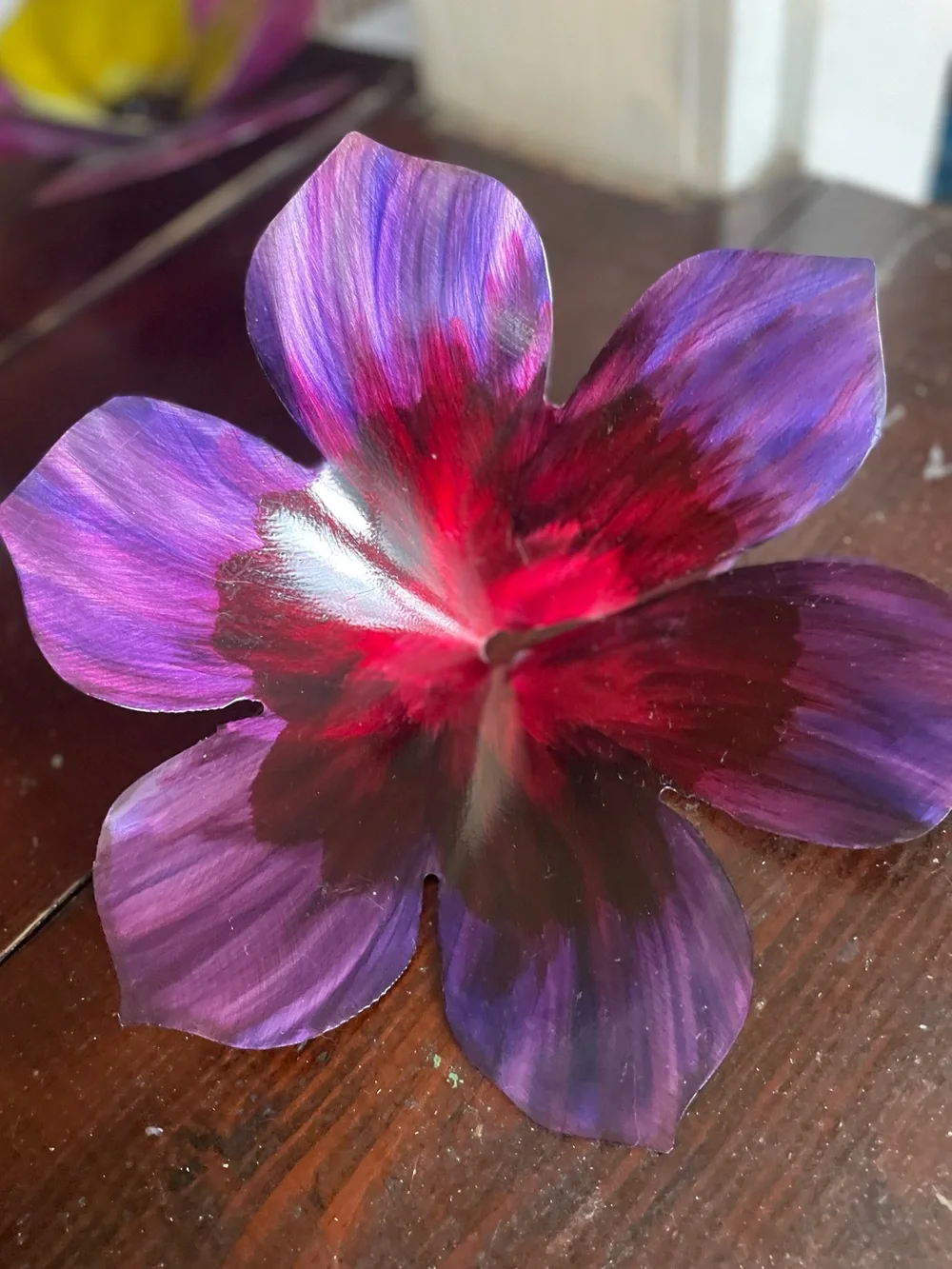 Handcrafted Purple and Red Decorative Flower - Home Accents